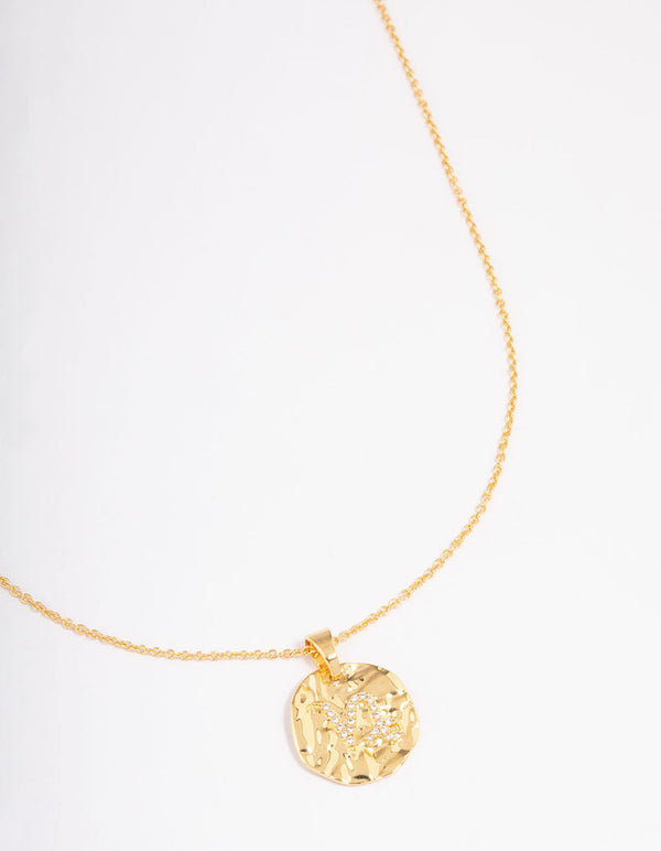 Gold Plated Capricorn Coin Pendant Necklace