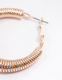 Rose Gold Textured Threader Hoop Earrings - link has visual effect only