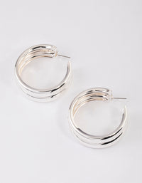 Silver Double Rib Hoop Earrings 40mm - link has visual effect only