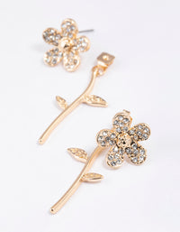 Gold Diamante Flower Sandwich Drop Earrings - link has visual effect only