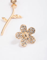 Gold Diamante Flower Sandwich Drop Earrings - link has visual effect only