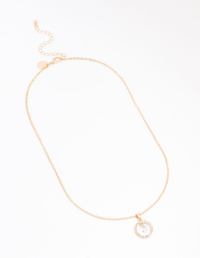 Gold Circle Diamante Necklace