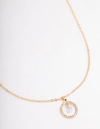 Gold Double Chain Circle Diamante Necklace - link has visual effect only