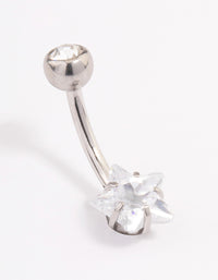 Surgical Steel Cubic Zirconia Bezel & Star Belly Ring - link has visual effect only