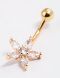 Gold Plated Surgical Steel Cubic Zirconia Daisy Belly Ring - link has visual effect only