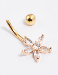 Gold Plated Surgical Steel Cubic Zirconia Daisy Belly Ring - link has visual effect only