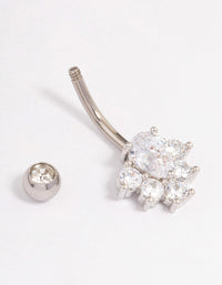 Surgical Steel Cubic Zirconia Cluster Belly Ring - link has visual effect only