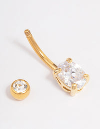 Gold Plated Surgical Steel Cubic Zirconia Classic Claw Belly Ring - link has visual effect only