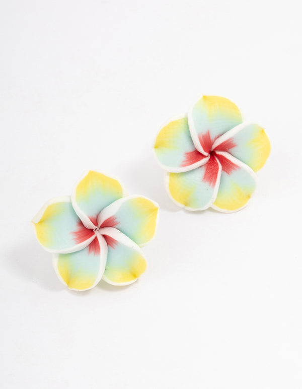 Plastic Frangipani Stud Earrings