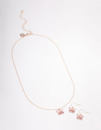 Rose Gold Diamante Butterfly Jewellery Set - link has visual effect only