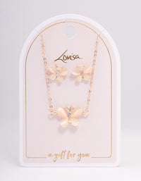 Rose Gold Cateye Butterfly Jewellery Set - link has visual effect only