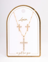 Gold Diamante Cross Jewellery Set - link has visual effect only