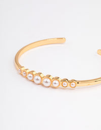 Gold Plated Graduated Pearl Cuff Bangle - link has visual effect only