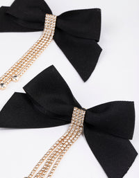 Gold Diamante Statement Bow Drop Earrings - link has visual effect only