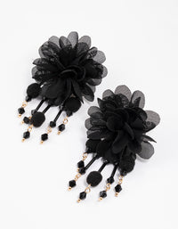 Gold Flower Statement Fabric Earrings - link has visual effect only