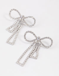 Rhodium Cubic Zirconia Statement Bow Drop Earrings - link has visual effect only