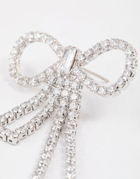 Rhodium Cubic Zirconia Statement Bow Drop Earrings - link has visual effect only