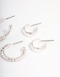 Silver Plated Twisted & Plain Hoop Earrings Pack - link has visual effect only