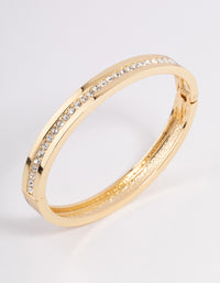 Gold Plated Classic Diamante Hinge Bangle - link has visual effect only