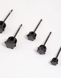 Black Coated Surgical Steel Classic Stud Earrings Pack - link has visual effect only