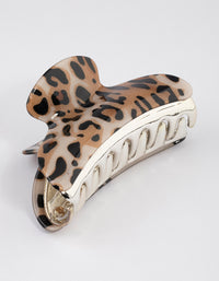 Acrylic Brown Leopard Print Arched Claw Clip - link has visual effect only