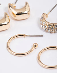 Gold Mini Mixed Hoop Earrings Pack - link has visual effect only