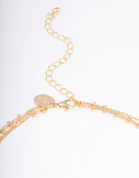 Gold Triple Layered Pearl Pendant Necklace - link has visual effect only