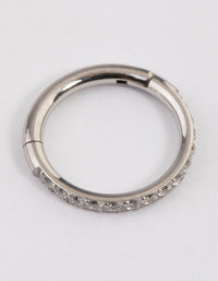 Surgical Steel Fine Pave Band Clicker Ring - link has visual effect only