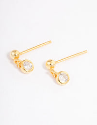 Gold Plated Sterling Silver Cubic Zirconia Bezel Charm Earrings - link has visual effect only