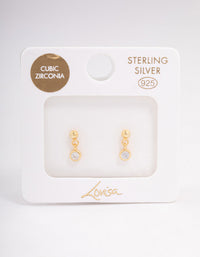 Gold Plated Sterling Silver Cubic Zirconia Bezel Charm Earrings - link has visual effect only