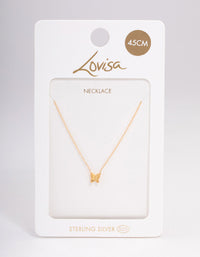 Gold Plated Sterling Silver Polished Butterfly Necklace - link has visual effect only