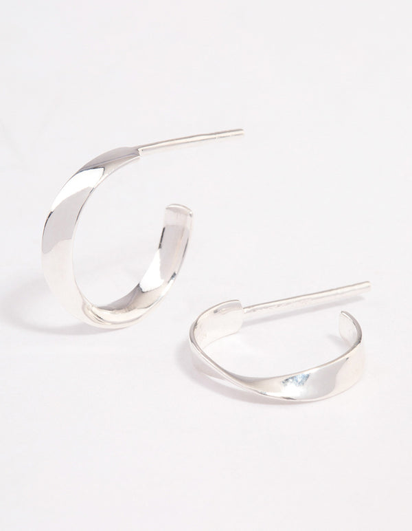 Sterling Silver Flat Twisted Hoop Earrings