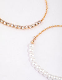 Gold Pearl & Cup Chain Chain Bracelet Pack - link has visual effect only