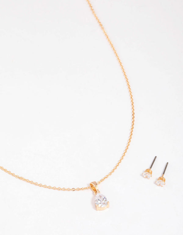 Silver Pearl Drop Necklace & Earring Set