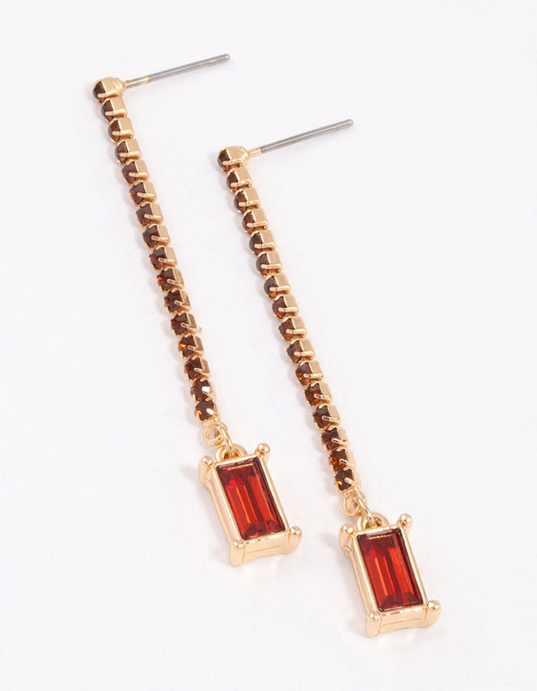 Gold Cup Chain Radiant Drop Earrings