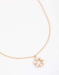 Gold Open Pearl Circle Short Necklace - link has visual effect only