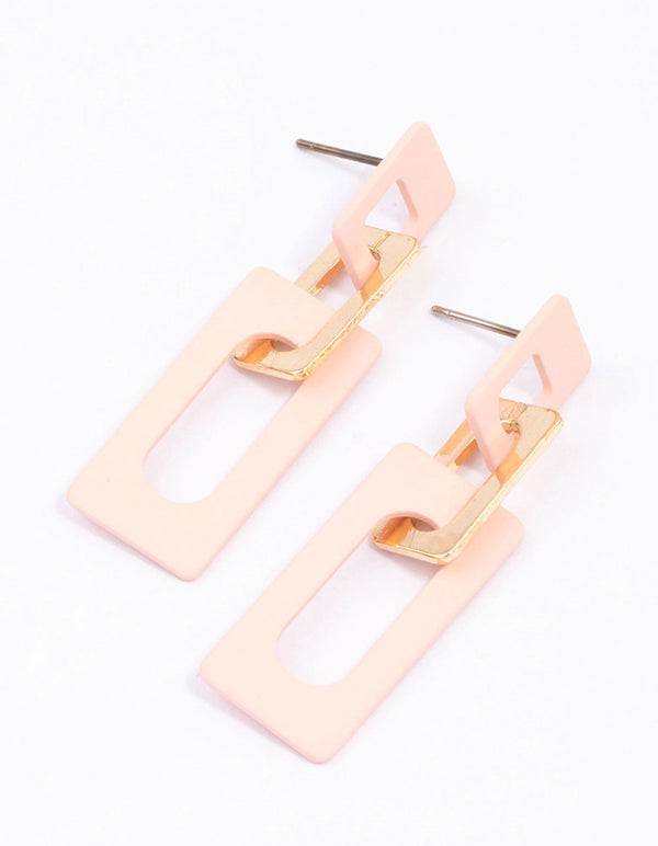 Blush Rectangle Chain Drop Earrings