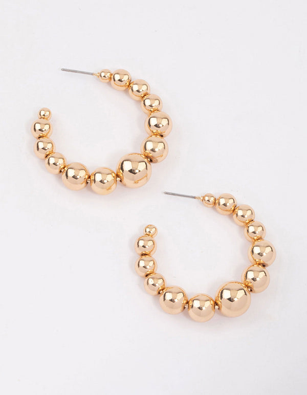 Gold Graduating Orb Hoop Earrings