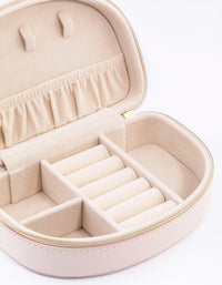 Cream Faux Leather Half Moon Jewellery Case - link has visual effect only