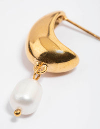 Gold Plated Stainless Steel Freshwater Pearl & Bubble Hoop Earrings - link has visual effect only