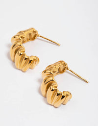 Waterproof Gold Plated Stainless Steel Small Organic Hoop Earrings - link has visual effect only