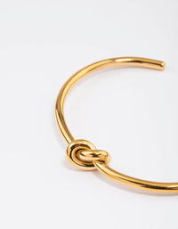 Waterproof Gold Plated Stainless Steel Basic Knotted Wrist Cuff - link has visual effect only