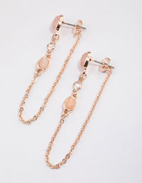 Rose Gold Chain Thread Through Rose Quartz Earrings - link has visual effect only