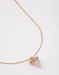 Gold Rose Quartz Triangle Pendant Necklace - link has visual effect only