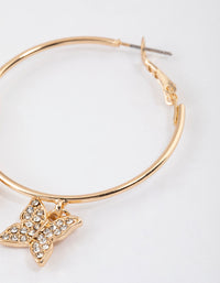 Gold Diamante Butterfly Hoop Earrings - link has visual effect only