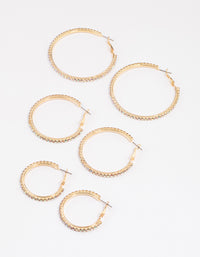 Gold Mixed Size Diamante Hoop Earrings - link has visual effect only