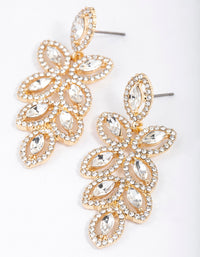 Gold Flower Cut Out Diamante Drop Earrings - link has visual effect only