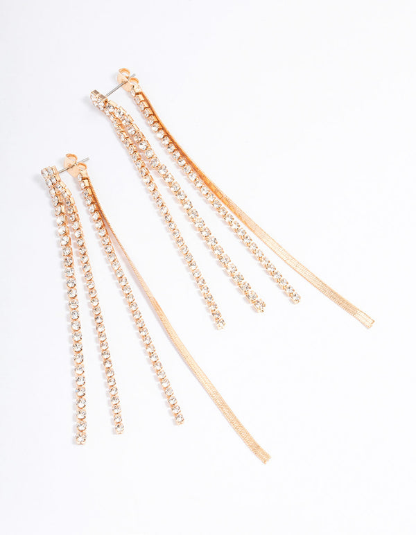 Gold Slim Mixed Chain Earrings