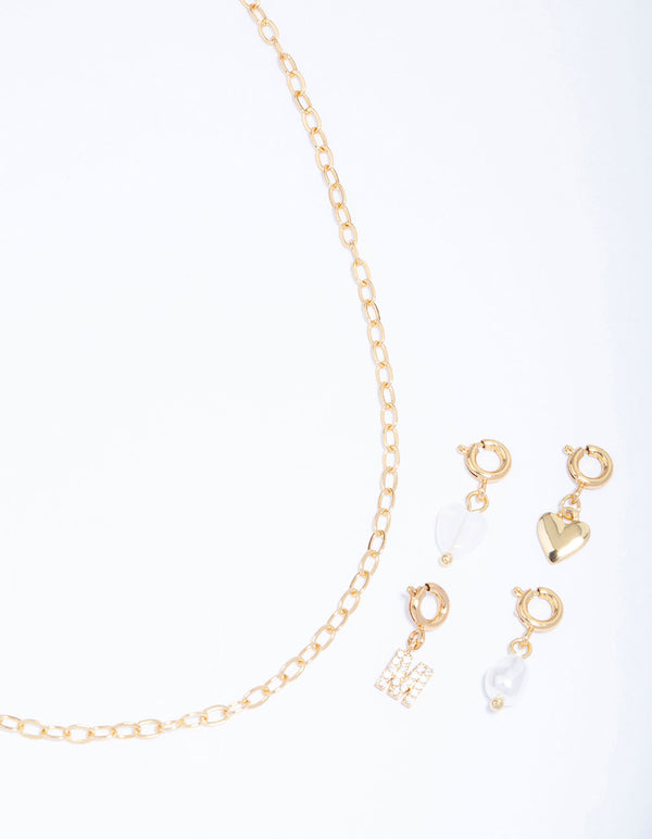 Letter 'M' Gold Plated Initial Customisable Charm Necklace