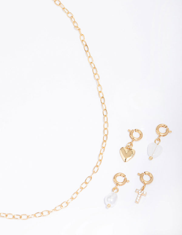 Letter 'T' Gold Plated Initial Customisable Charm Necklace